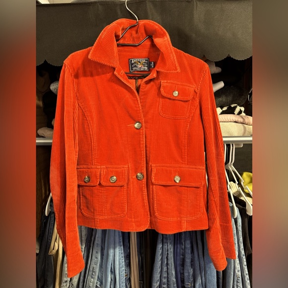 Women’s Orange Corduroy Cropped Blazer - Picture 1 of 8